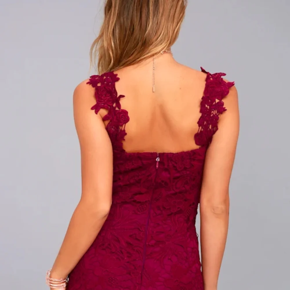 Lulu's Burgundy Floral Lace Mini Dress - Picture 5 of 10